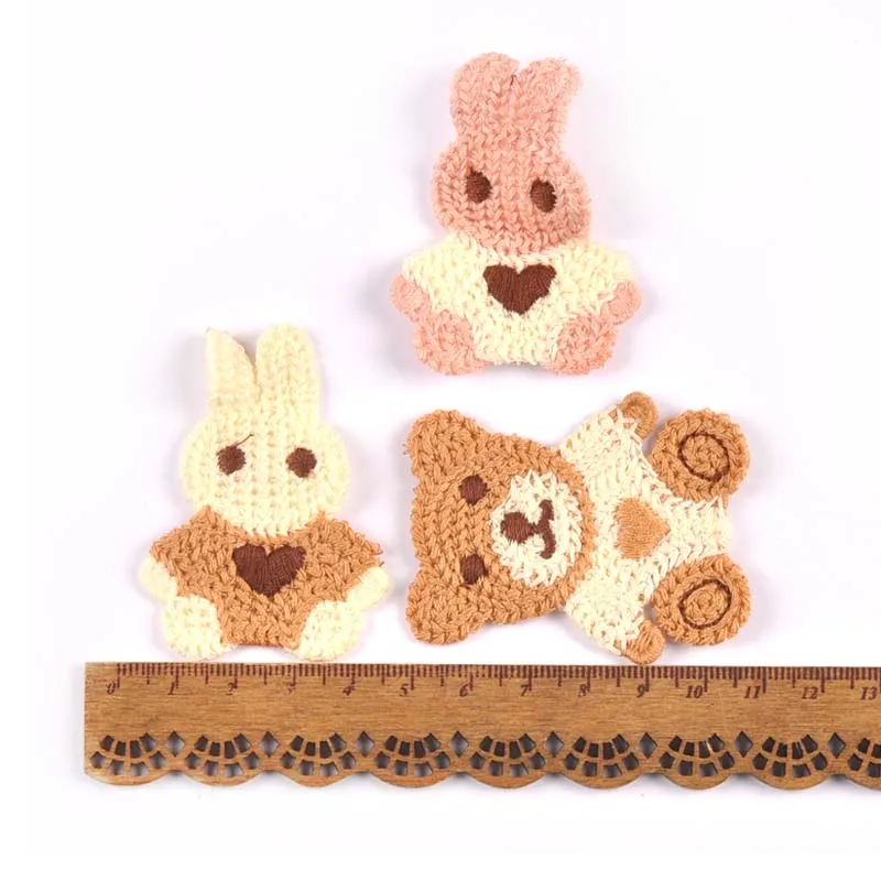 10pcs 6cm Lovely Bear/Rabbit Appliques Sew-on DIY Craft Clothing Skirts Decorative Scrapbooking patch cp3474