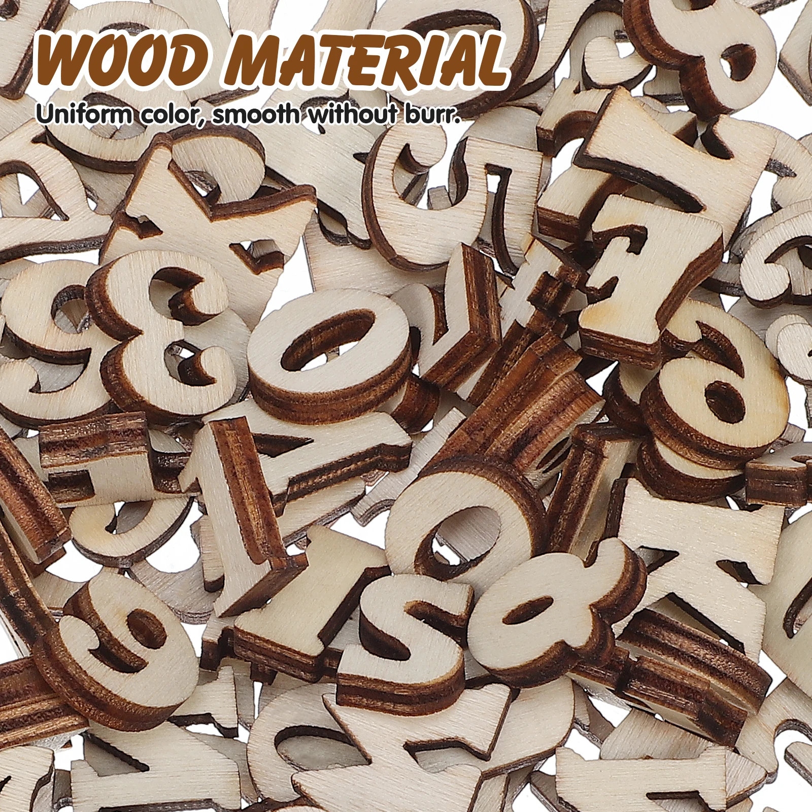 204 Pcs Wood Color Alphanumeric Cutouts Small Unfinished Letters Crafts Preschool