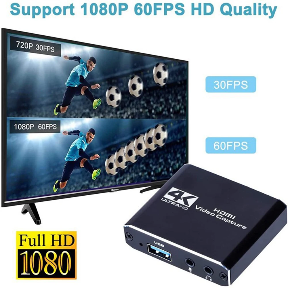 Carte de capture vidéo 4K compatible HDMI, enregistreur HD, Grabber 1080P 60Hz, USB 3.0, dispositif de capture de jeu haute définition pour jeu PC