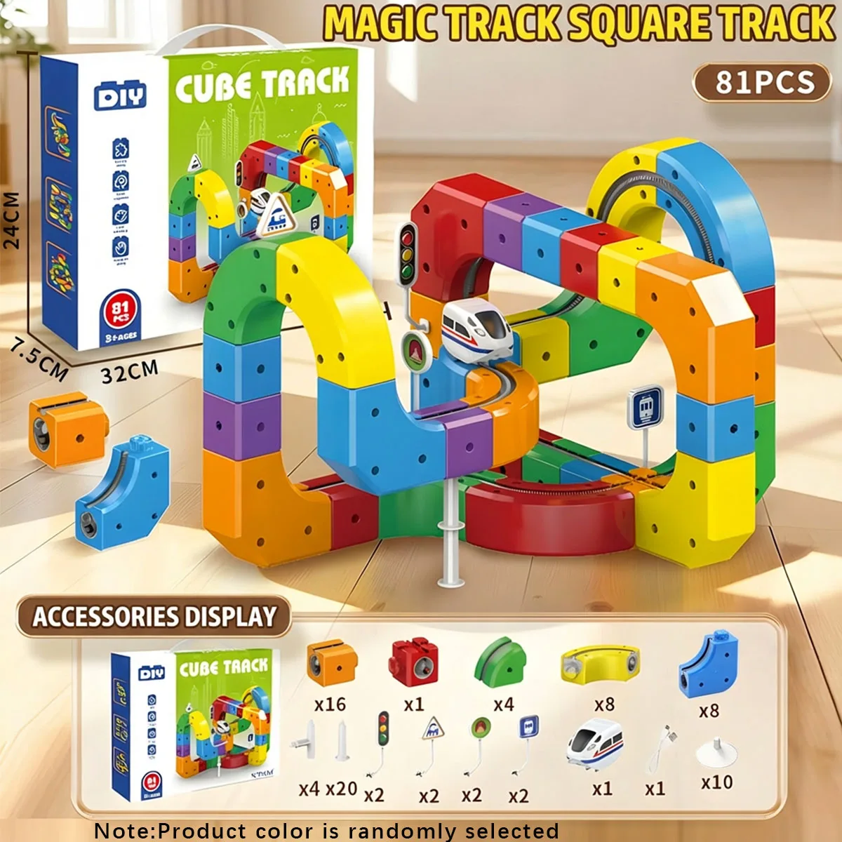 Electric Magnetic Track Set with Anti-Gravity Vehicles 81 Pieces STEM Building Toy Creative DIY Railway Model Gift