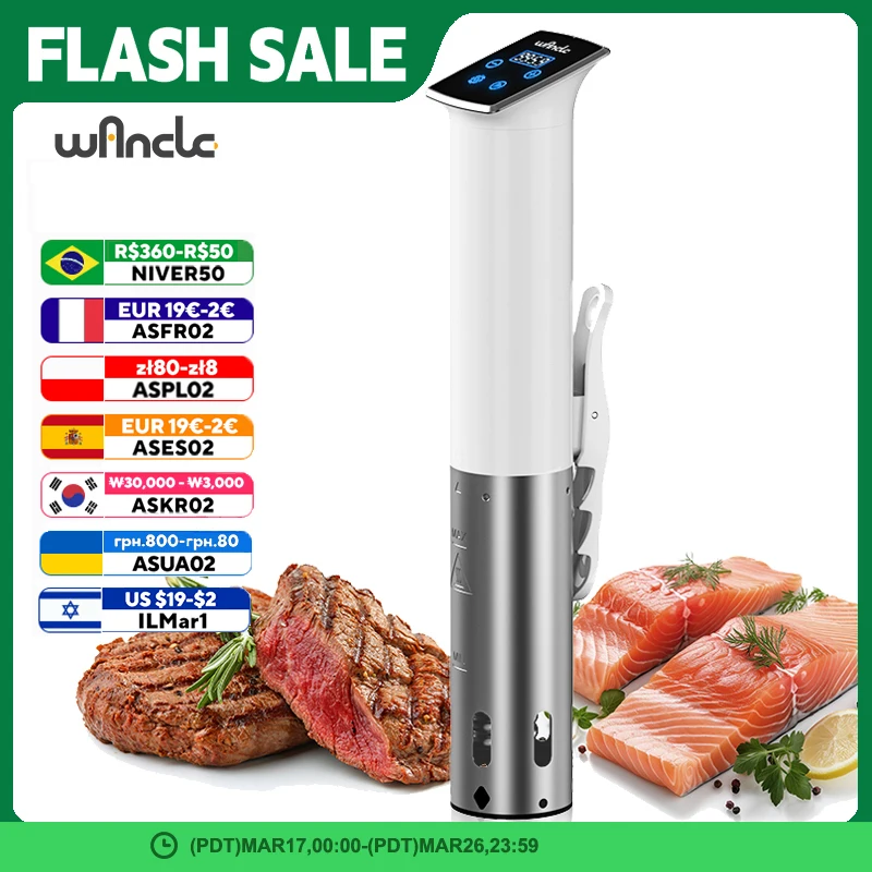 Wancle 1100W Vacuüm Sous Vide Fornuis IPX7 Waterdichte Slowcooker Onderdompeling Circulatiepomp Nauwkeurig Koken Met LED Digitaal Display