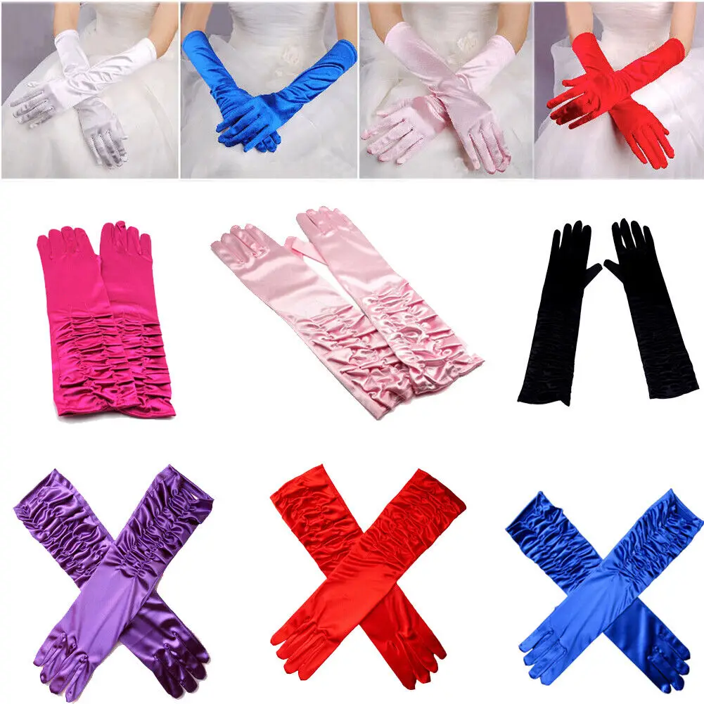 Elegant Women's Long Satin Gloves for Formal Events