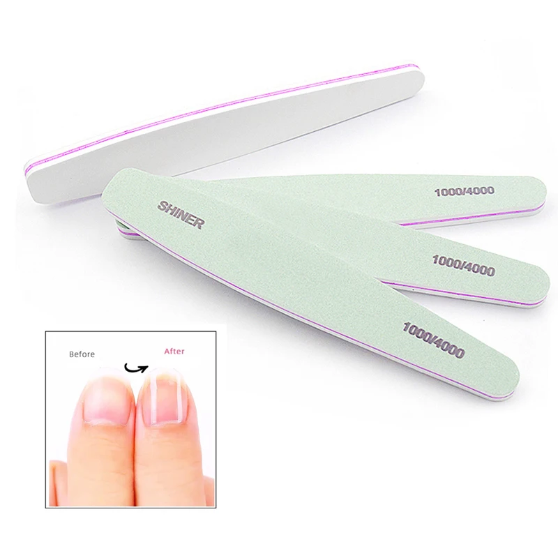 3/5/8 pcs Double Sided Nail Polishing Strip Grit 1000/4000 Nails Buffer Files Block Green Sponge Washable Brightening Care Tools