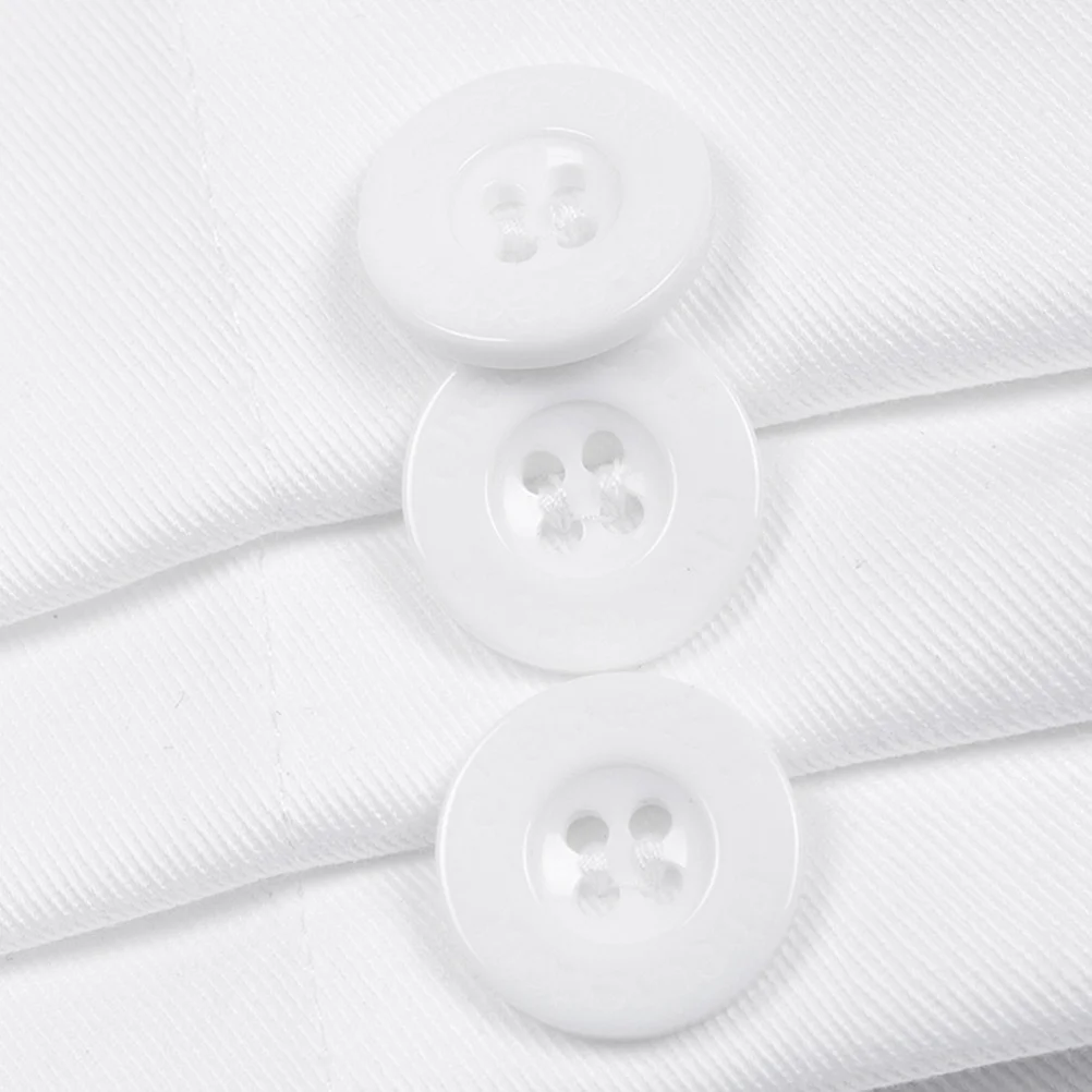 سترة الشيف بأكمام قصيرة للجنسين مقاس Xxl من القطن الأبيض المخلوط مزدوجة الصدر لزي الفندق وزر تحرير التربة وياقة واقفة أمامية #5