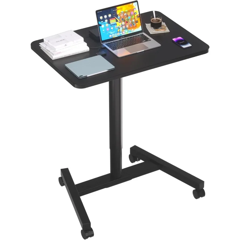 28-Inch Mobile Standing Desk Adjustable Height, Portable Standing Desk with Lockable Wheels, Rolling Table for Home