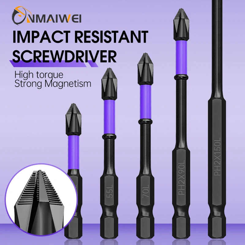 Magnetic Anti-slip Phillips Screwdriver Bit Grupo Hex Shank Longo Cross Impact Driver Bit para Power Drilling