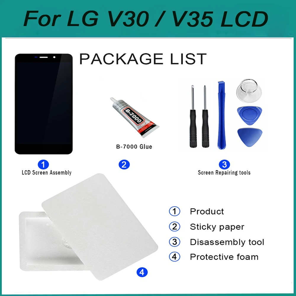 Original For LG V30 V35 LCD Display Touch Screen Digitizer Assembly For LG H930 H930DS H931 H932 H933 LS998U lcd Replacement