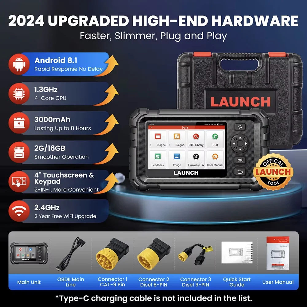LAUNCH Creader Elite HD 24V Trucks Scanner Diesel Heavy Duty Diagnostic Tool For CUMMINS/ DETROIT/ EATON/ HINO/ VOLVO/ ISUZU