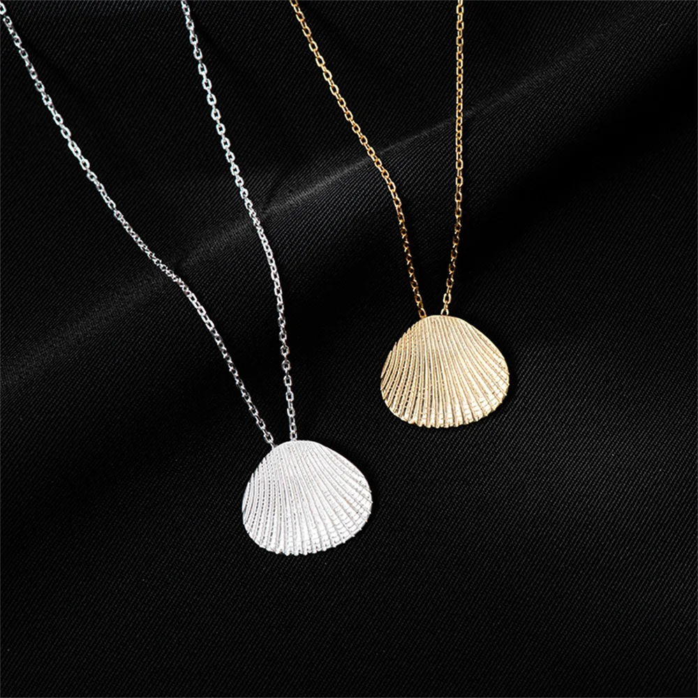 

Корейское женское серебряное ожерелье 925, украшение в виде веера в виде ракушки, многослойная ниша в стиле INS, высококачественная цепочка для свитера с ключицей