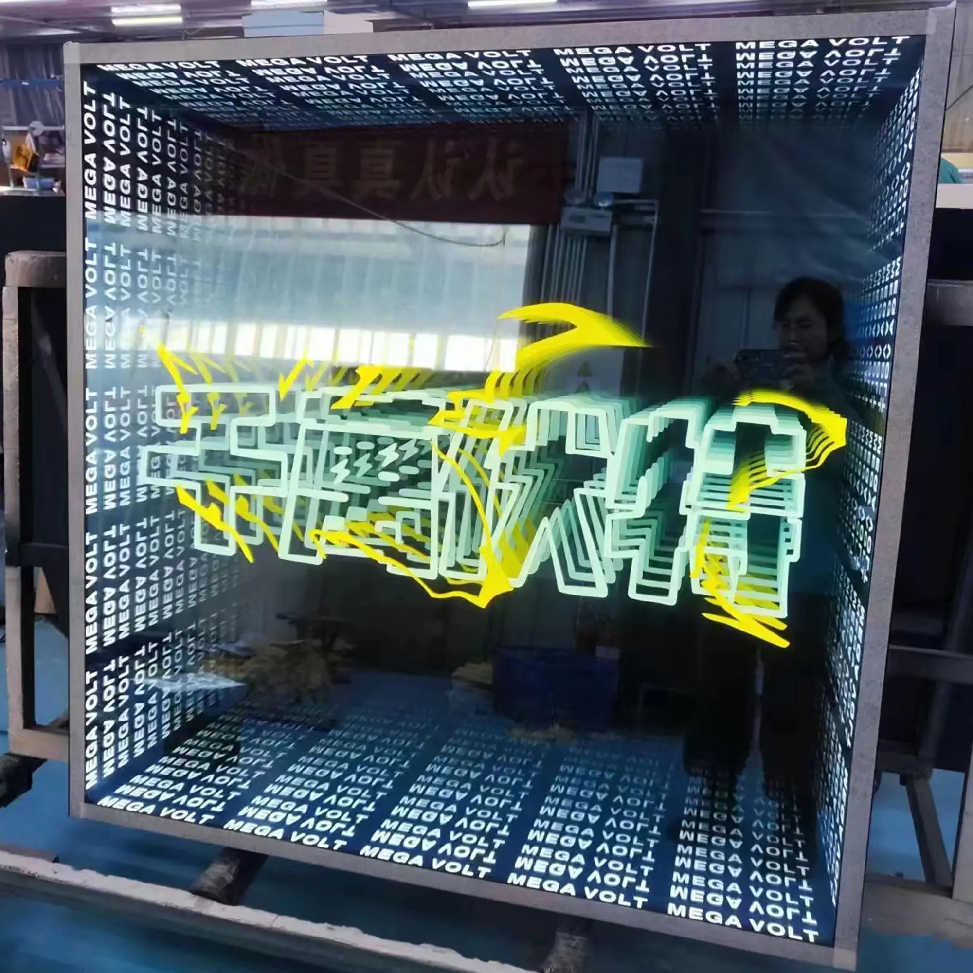 Magic infinite endless mirror led letters sign acrylic letter sign led infinity illusion mirror for company decoration