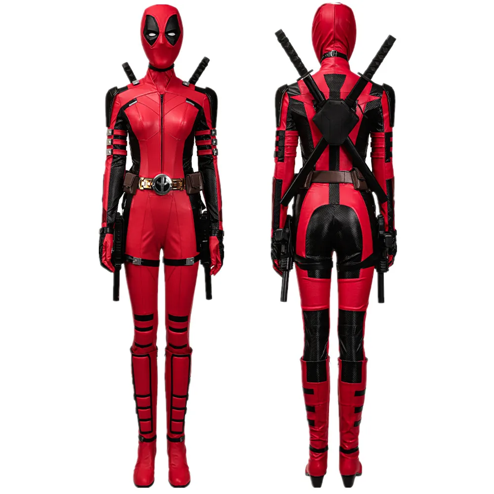 Halloween Carnival Movie Lady  Dead 3 Cosplay Costume Zentai Jumpsuit Mask Women Red Bodysuit Prop Disguise Battledress Outfit