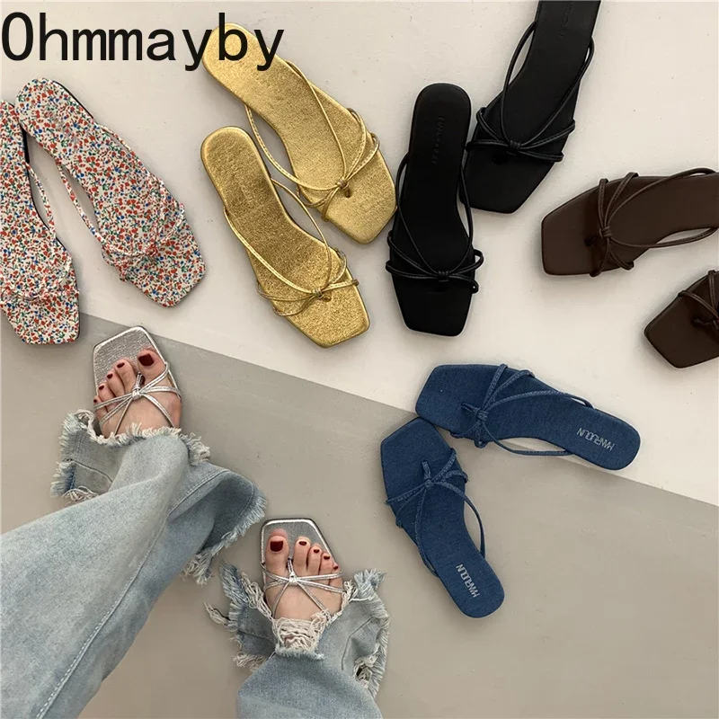 Summer Flip Flop Slippers Fashion Women's Narrow Band Flat Shoes Ladies Casual Outdoor Beach Slides Sandalias