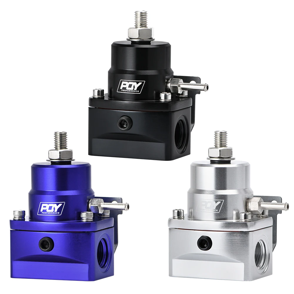 PQY Adjustable Fuel Pressure Regulator with Oil Gauge & AN8 Feed Fitting & AN6 Return Line Fitting & AN8 End Cap
