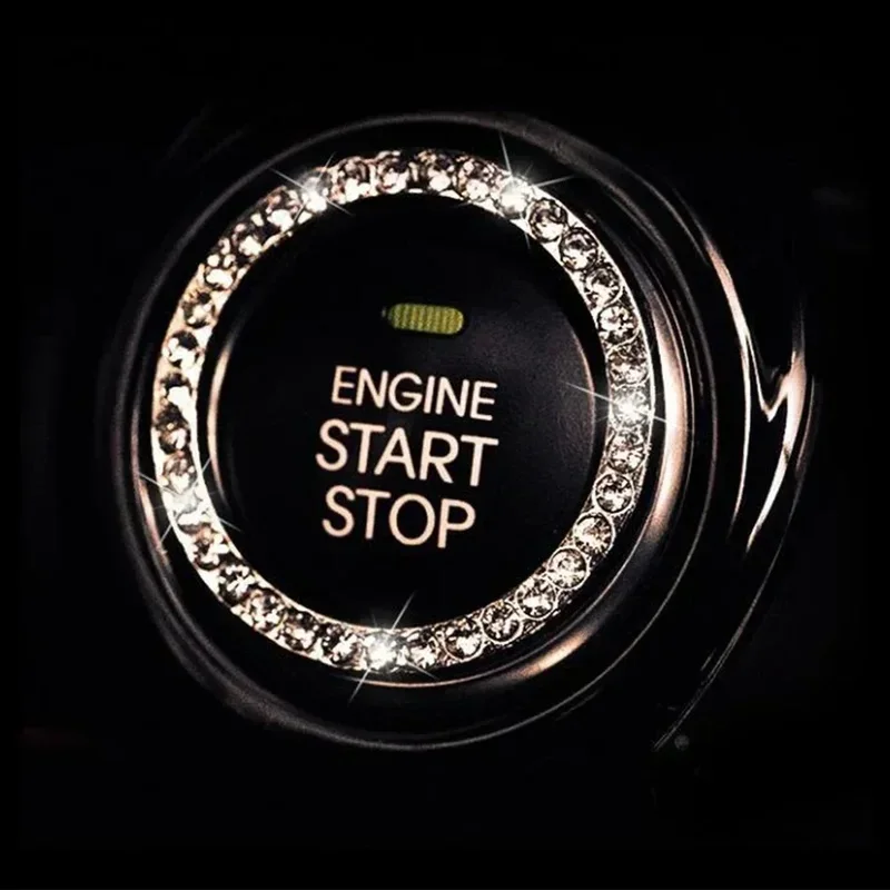 Universal Automobiles Start Switch Button Decorative Diamond Rhinestone Ring Auto SUV Car Decorative Accessories Interior Girls