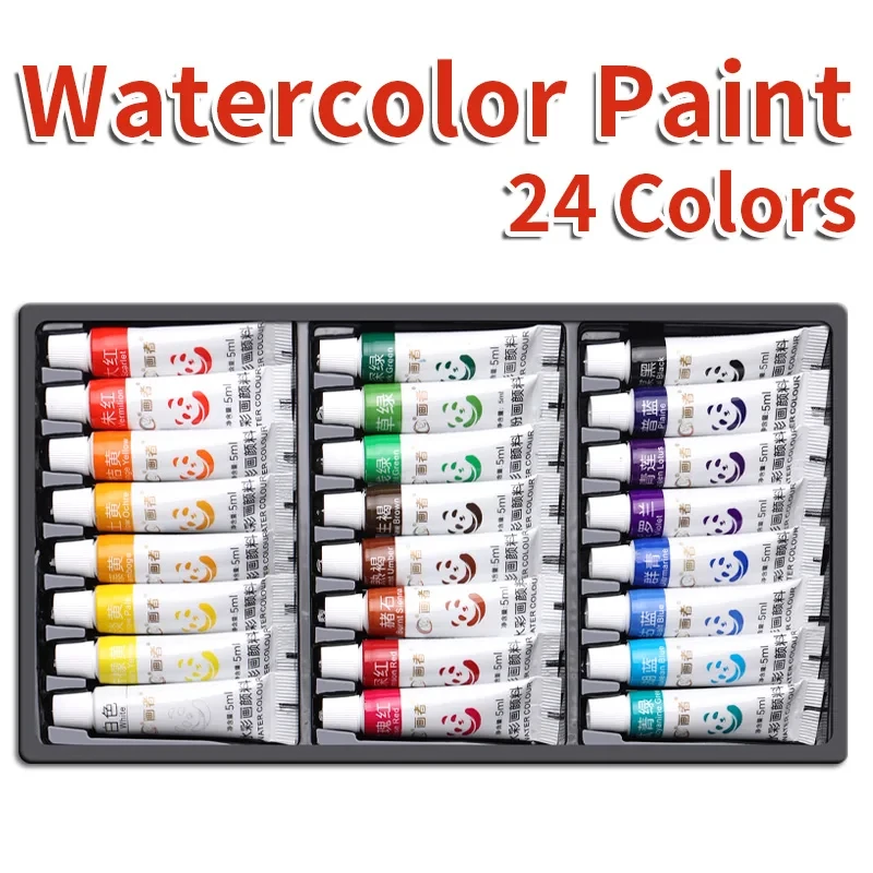 Aquarellfarben-Set, 24 Farben, 5 ml/0,17 Unzen Tuben, intensive Farben für Figuren- und Landschaftsmalerei, Wert für Erwachsene und Künstler