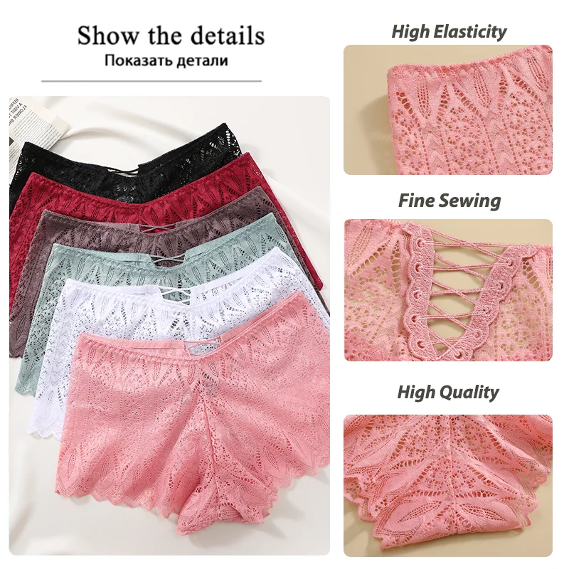 New Women Lace Boyshorts Sexy Underpants Low Rise Panties Ladies Fashion Floral Lace Underwear S-XL Girls Panty Intimates