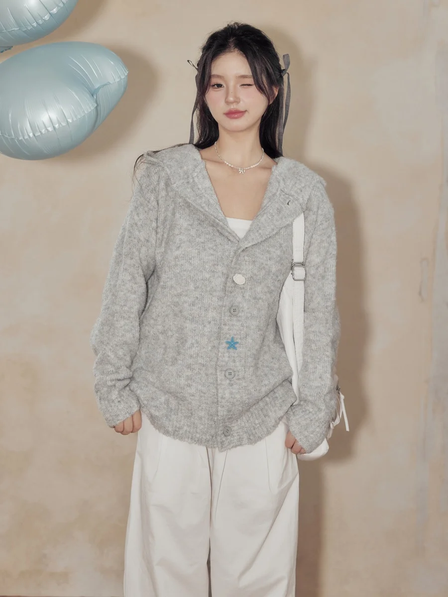 

Вязаный кардиган с капюшоном Lennea Original Design, женский, свободный крой, осенняя верхняя одежда, топ в стиле Lazy Sle, весенний сезон