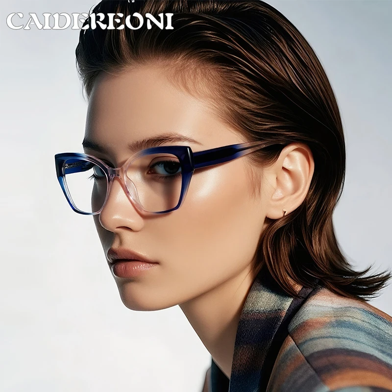 caideroni-ファッショナブルなレディース多角形老眼鏡、ブルーライトカットメガネ、カスタマイズ可能な処方箋付きフォトクロミック-ls008