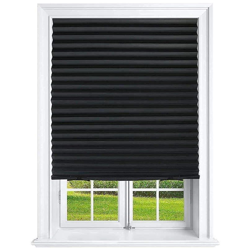 WEFILM Adhesive Window Pleated Zebra Blinds Shades Blind Roller Blackout Curtain For Bedroom Living Room Balcony