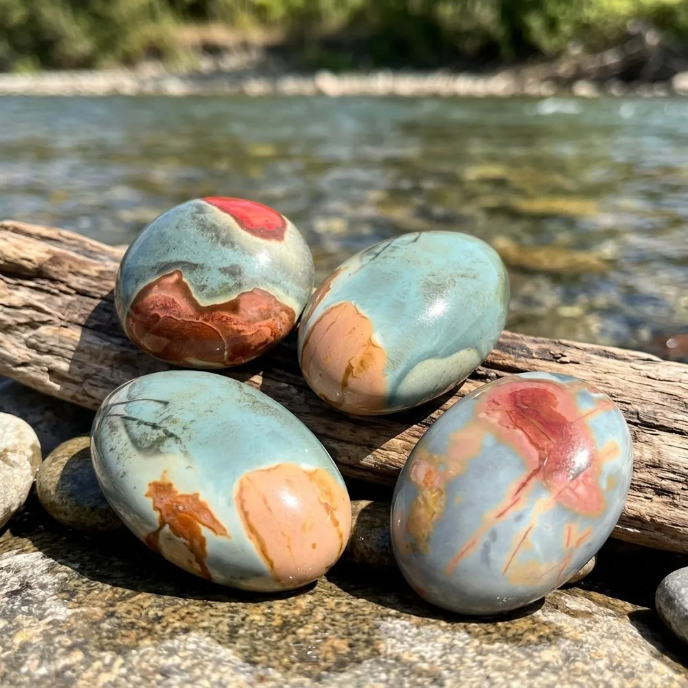 Natural Madagascar Ocean Jasper Mineral Specimen, Polished Silk Agate Stone for DIY Craft, Home Decor & Landscape