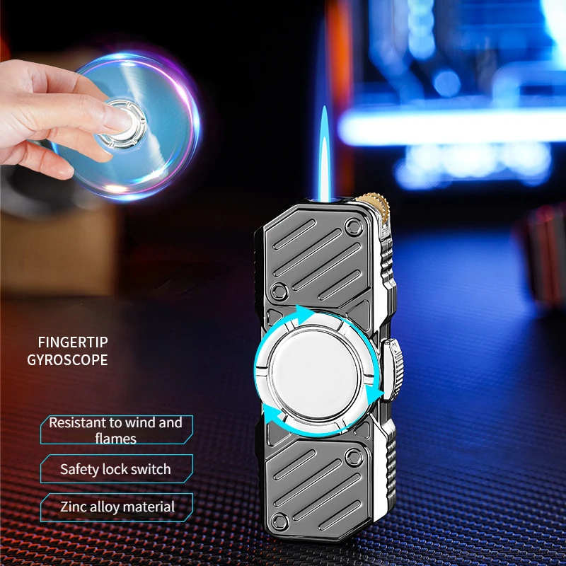 New Creative Fidget Spinner Metal Windproof Personalized Mecha Metal Alloy Straight-through Lighter Decompression Gift for Men