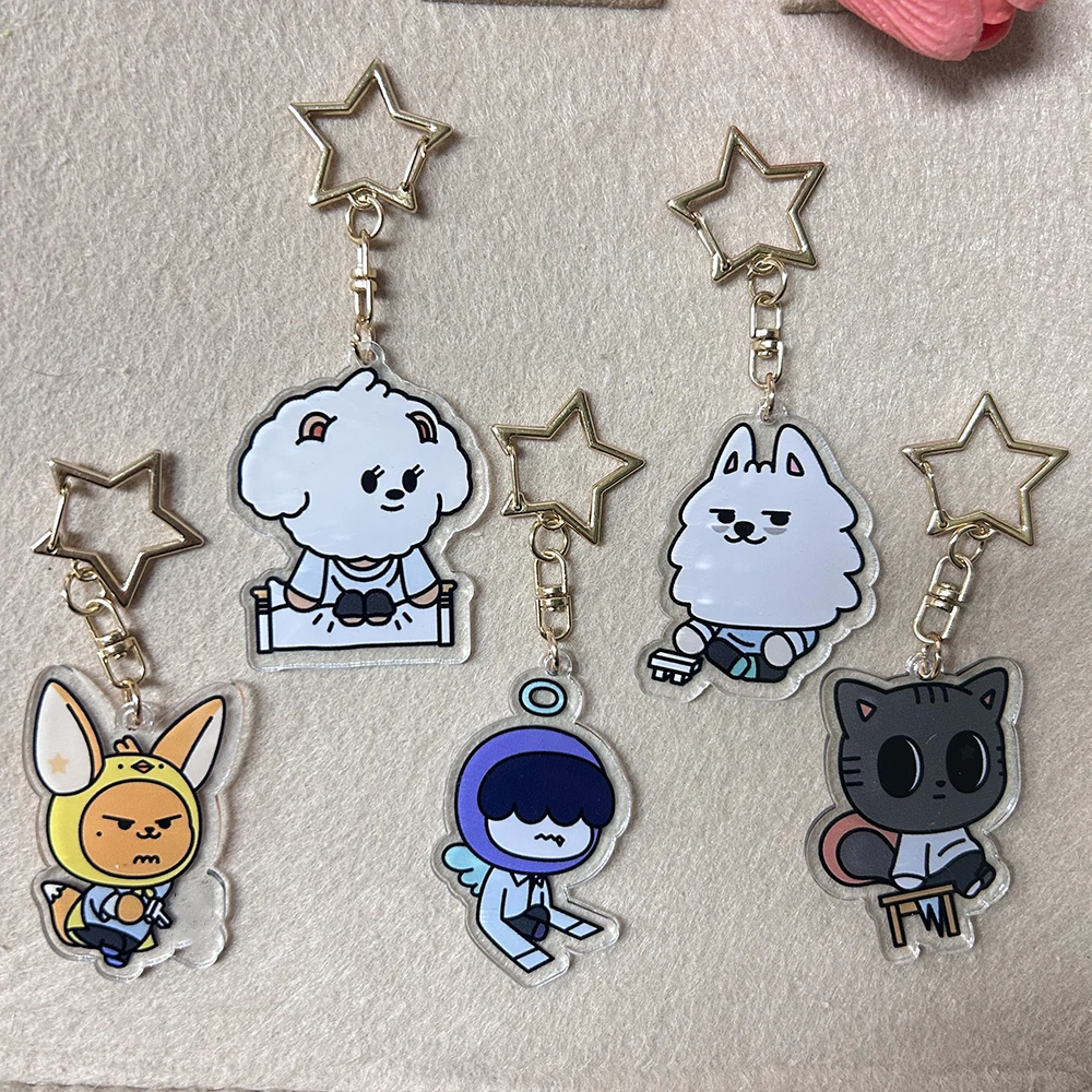 3/5Pcs/Set Yeonjun Beomgyu Cute Acrylic Keychains Cartoon Animal Keyring Bag Key Decor Soobin Hueningkai Taehyun Fans Collection