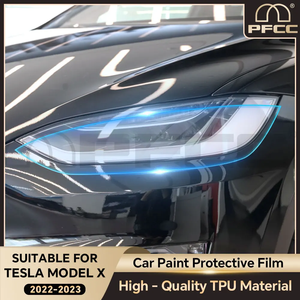 

For Tesla Model X 2022 2023 Headlight Film Car Rear Mirror Pre-Cut Paint Protection Film Clear TPU PPF Accessories Transparent