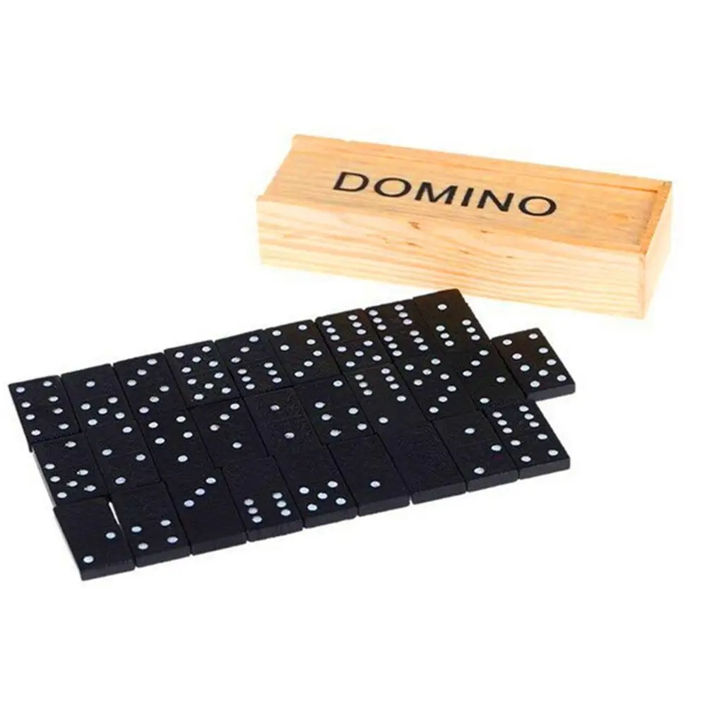 28 unids/set de juegos de mesa de dominó de madera, divertido juego de mesa de viaje, juguetes de dominó para chico, juguetes educativos para niños, regalos
