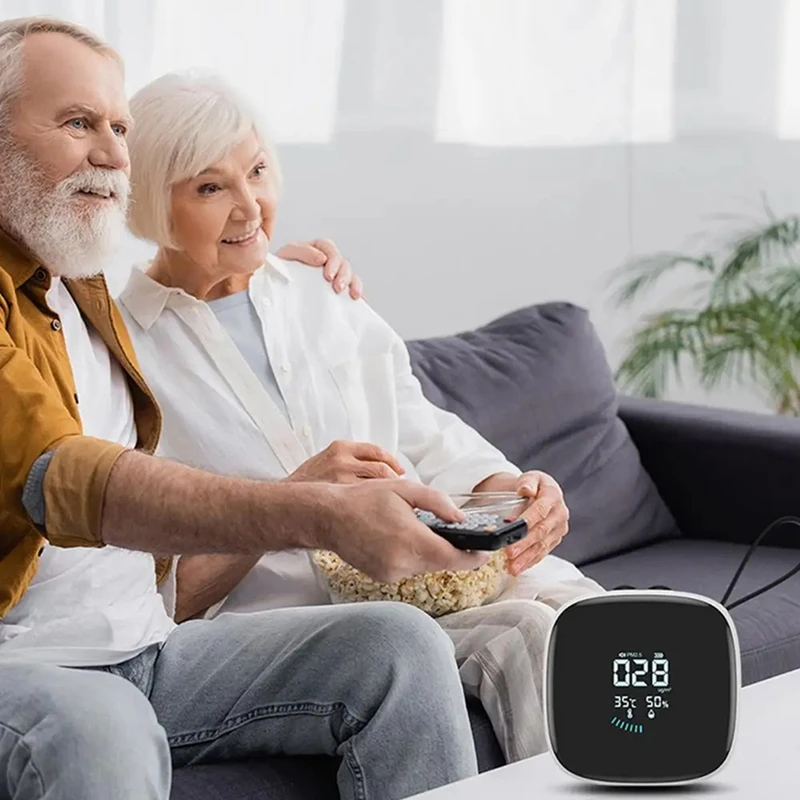 

ABWZ-Pm2.5 Detector Small LED Display With Strap Air Quality Monitor Multipurpose Home Humidity Tester For Bedrooms Living