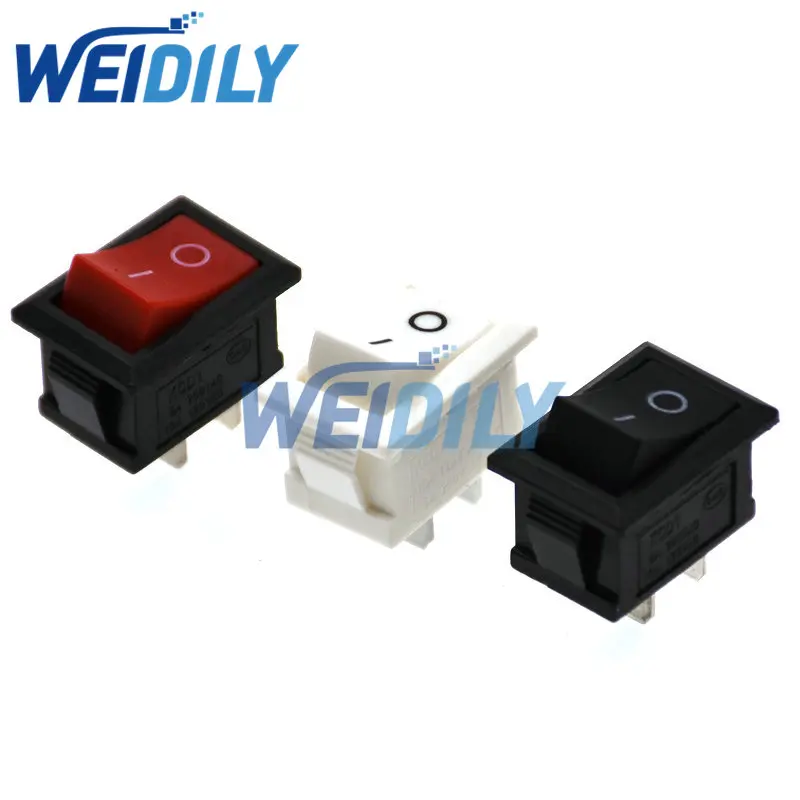 10PCS 15*21mm 2 Pin SPST ON/OFF Boat Rocker Switch 6A-10A 125V 250V KCD1 KCD1-101 Snap-in Black Red White Rocker Switches