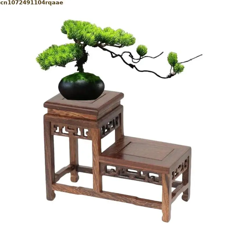 High Quality Wooden High And Low Standing Flower Base Bonsai Holder Plant Shelf Vase Flower Pot Sorting Table Display Stand