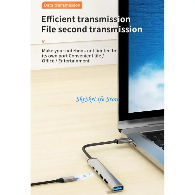 

E65E Portable USB C Hubs, 5 in 1 Design for Type C Devices Office School Use