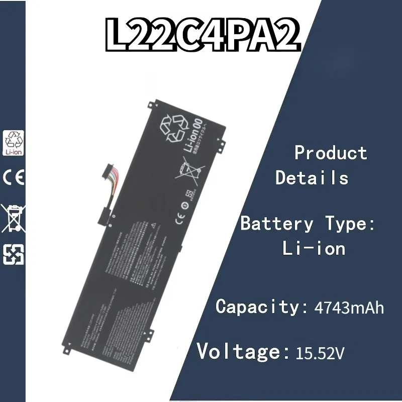 

15.52V 4743mAh L22C4PA2 Laptop Battery For Lenovo Legion Slim 5 14APH8 82Y5 Legion S7 16IRH8 82Y3 Legion S7 16APH8 82Y4 Series