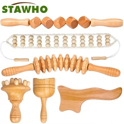 Wood Therapy Massage Tools,Maderoterapia Kit Lymphatic Drainage Massager,Body Sculpting Tools for Anti-Cellulite