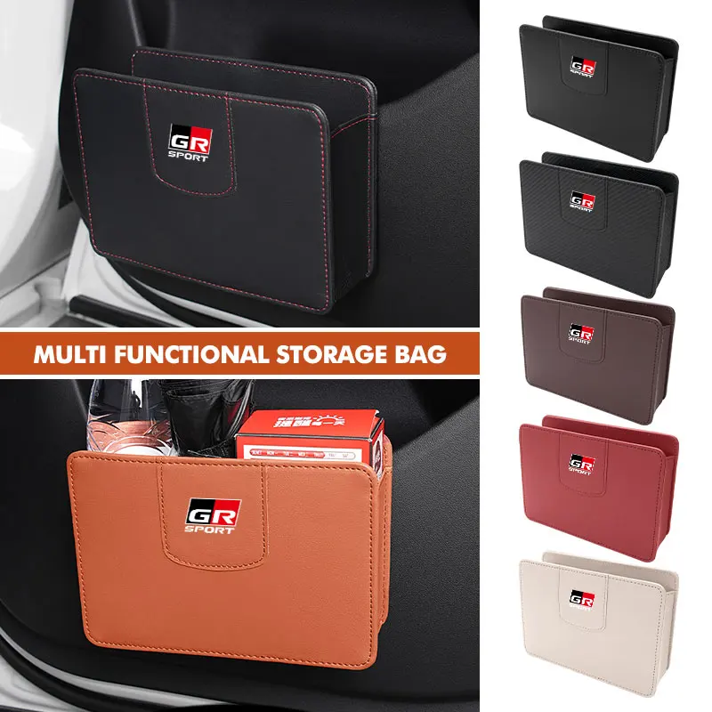 Car Door Storage Bag Seat Back Hanging Trash Can Garbage Bin For Toyota Yaris Corolla Prius Auris CHR Land Cruiser RAV4 Camry