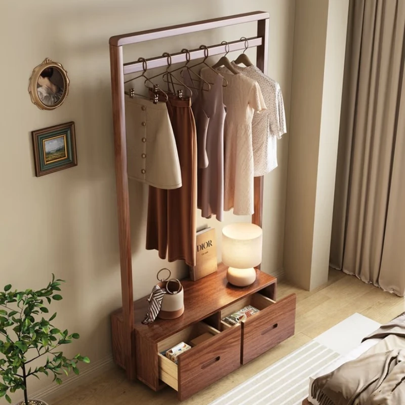 

Walnut solid wood coat rack, floor-to-ceiling door hanger