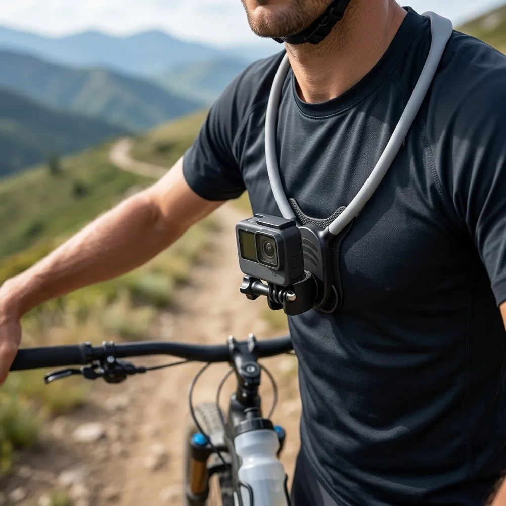 Neck Worn Chest Mount for Insta360 For Ultra Camera with Angle Adjustable Bracket and Skin Friendly Silicone Strap