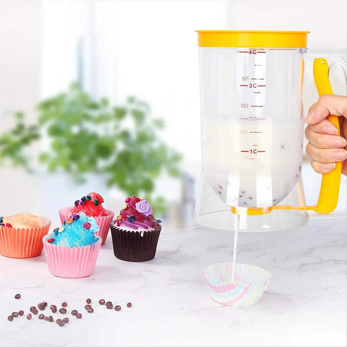 

ABPP Pancake Batter Dispenser Batter Funnel Hand-Crank Batter Colander Handheld Batter Separator Batter Dispenser
