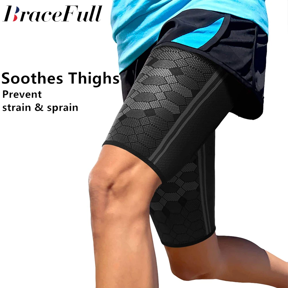 1Pcs Thigh Compression Sleeves - Hamstring Compression Sleeves for Quad and Groin Pain Relief - Thigh Brace & Wrap,for Running