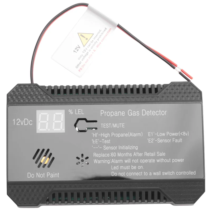 A13E-البروبان 12 فولت غاز البترول المسال مستشعر الغاز الطبيعي تسرب إنذار 85DB صفارة الإنذار لسيارة RV المنزل الرقمية اختبار البروبان متر