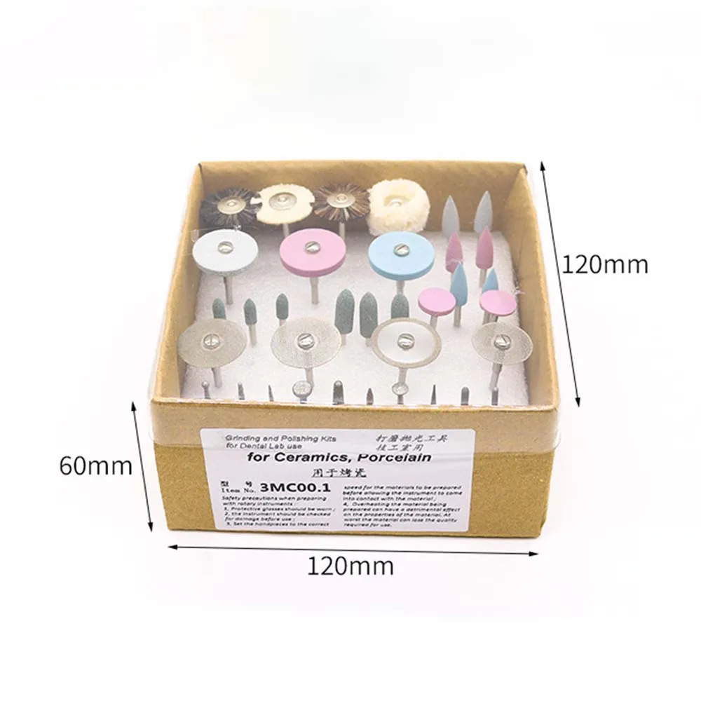 GULPOOE Dental Lab Polishing Kit HP Polisher Denture Polishing Kit Shank Diameter Bur Brush Grinding Pincel Dental Dentist Tool