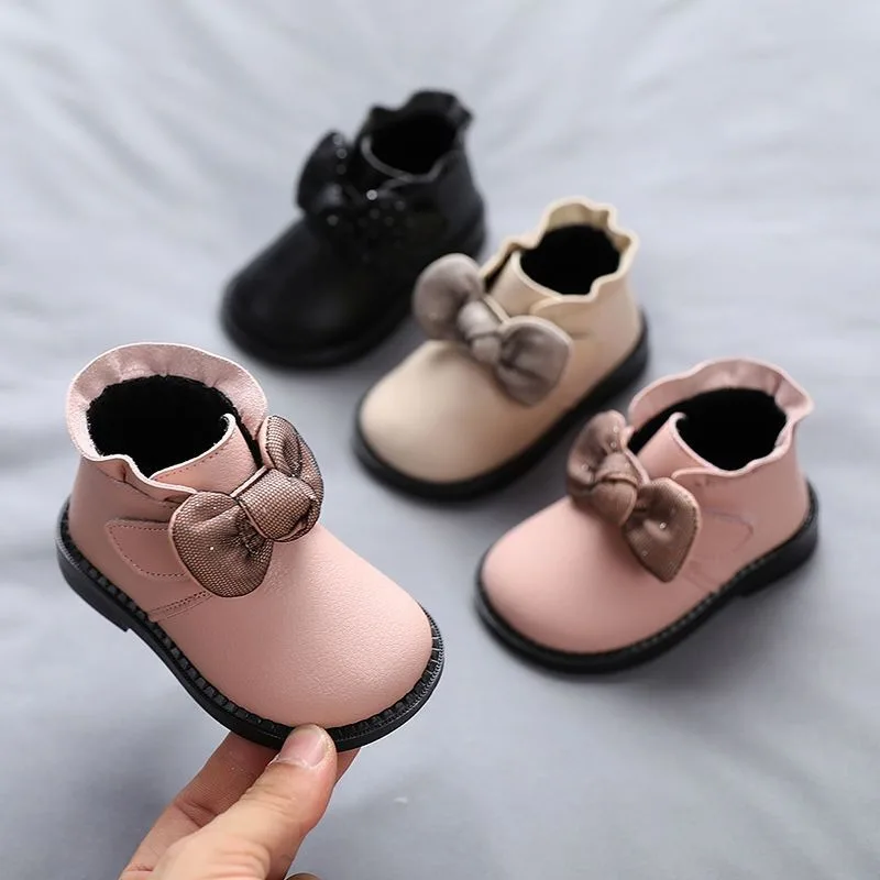طفل رضيع حذاء من الجلد لمدة 1-3 سنوات الشتاء القطن صوف مبطن أحذية التعلم لينة وحيد الفتيات الأميرة الأحذية الجلدية #6