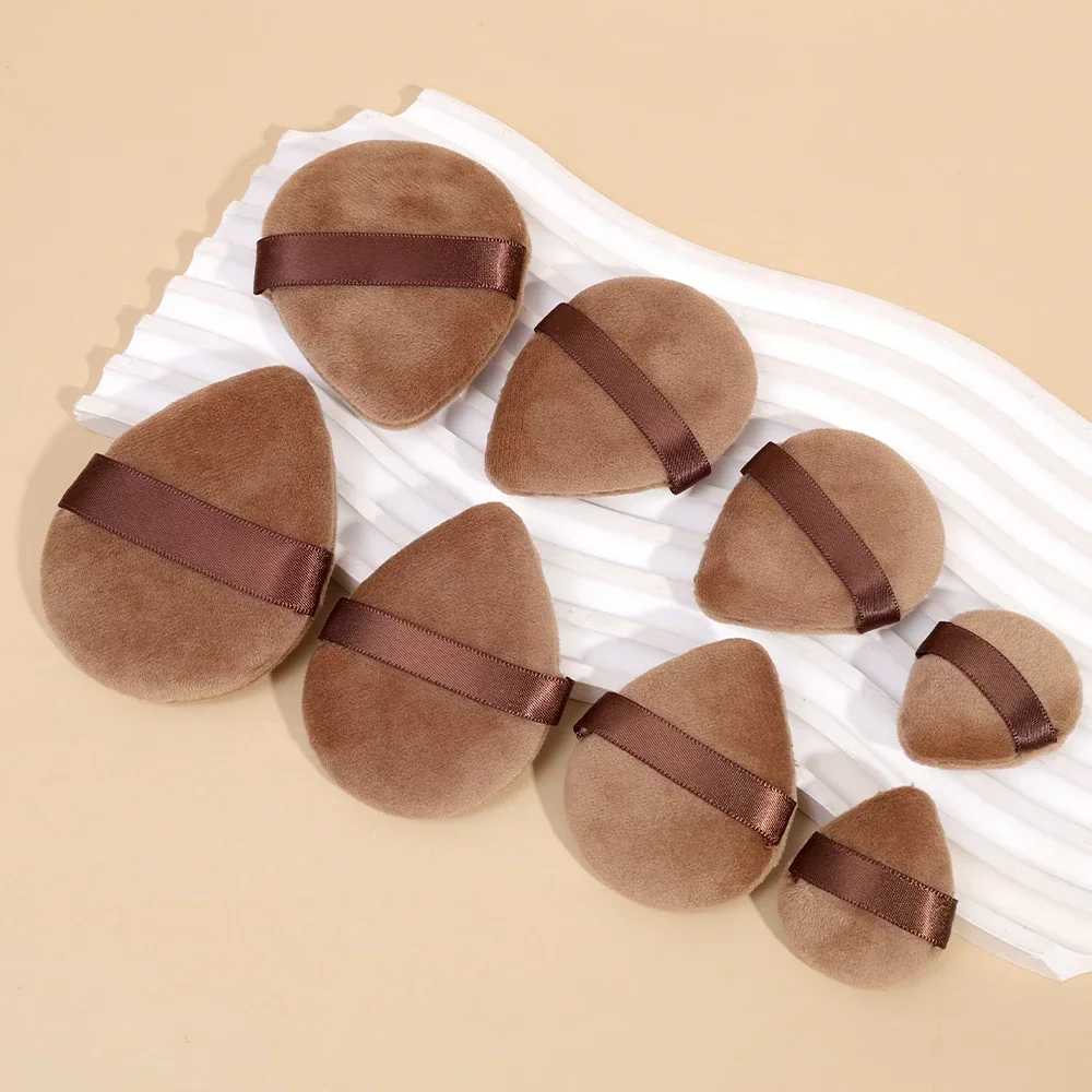 XS/S/M/L Samt Kosmetische Puderquaste Super Weich Braun Trocken Nass Verwenden Mini Finger Puffs Professionelle schönheit Make-Up Zubehör Werkzeuge