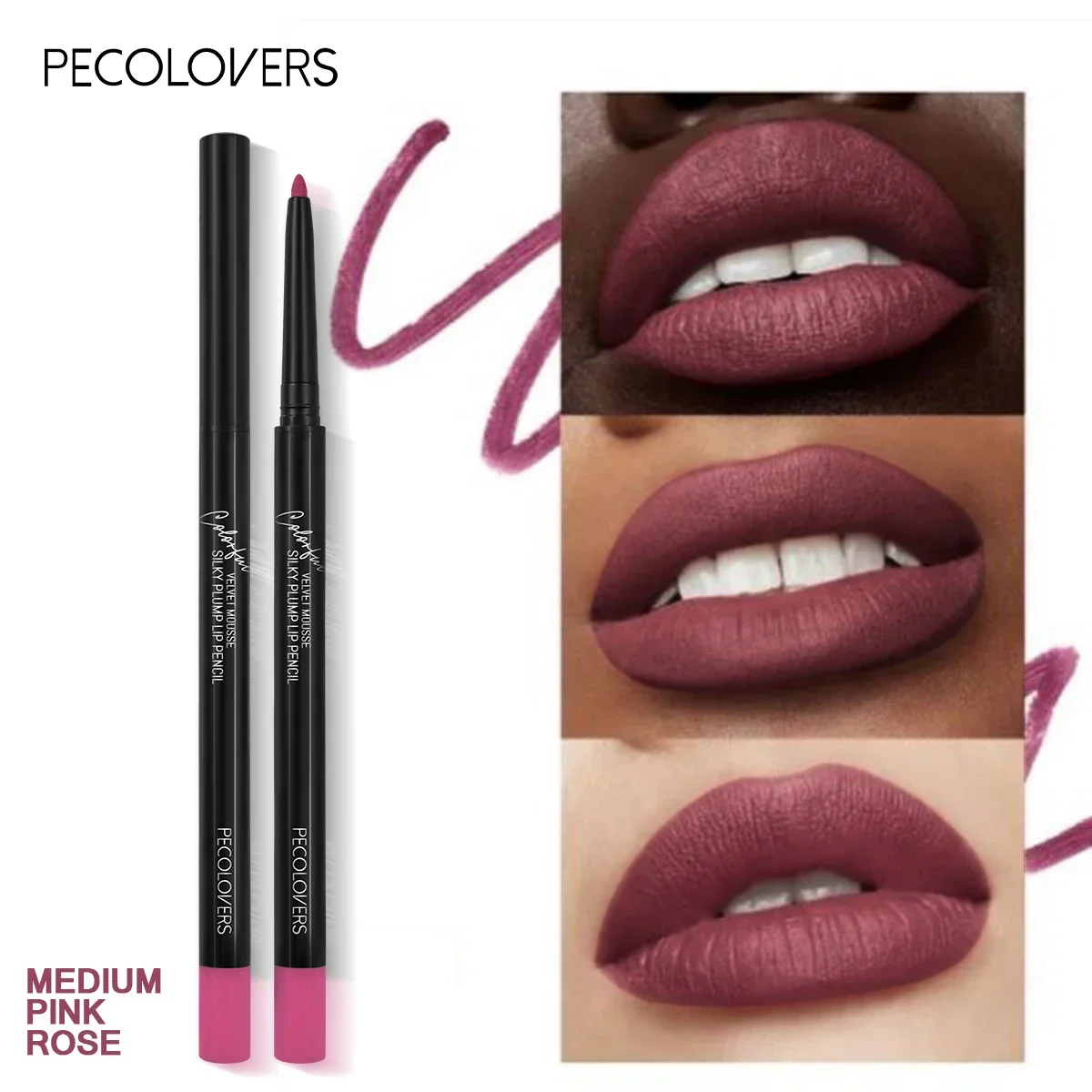 1 PC Matte 2-in-1 Lip Liner, กันน้ํา, ติดทนนาน, Red Brown Lips Outline Stick, เหมาะสําหรับการออกเดท