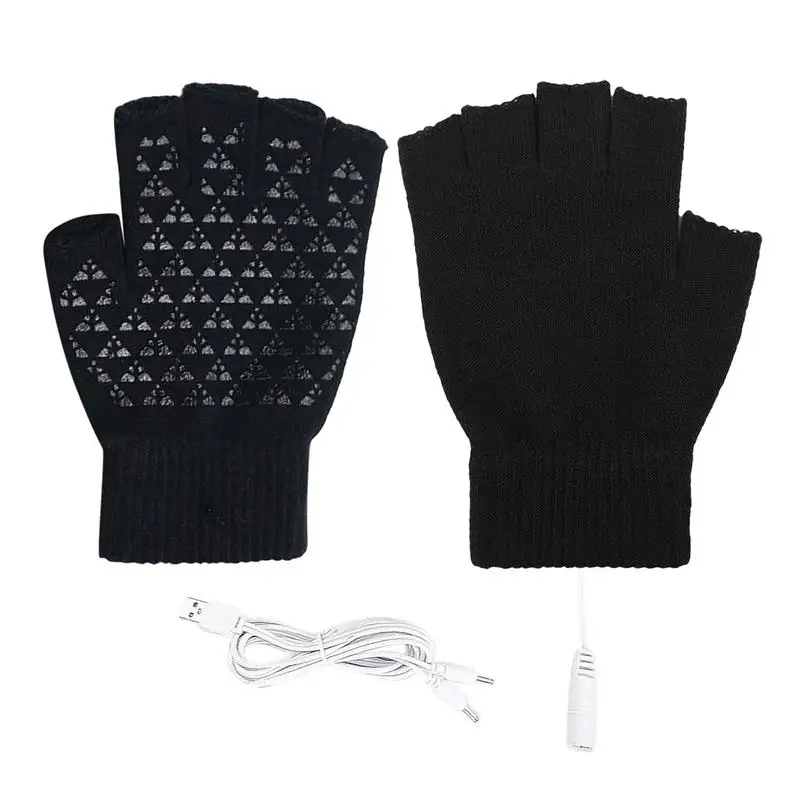 Heating Gloves USB USB Heating Half Finger Women Mittens Heating Mittens Hands Warmer For Outdoor Sports Riding Rock Climbing