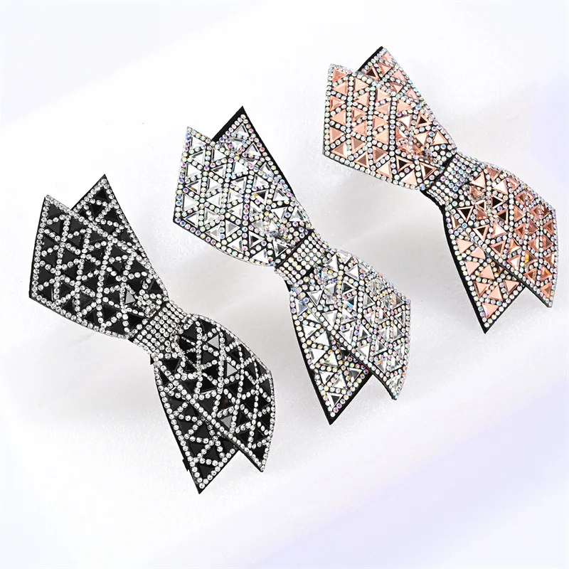 

New Crystal Rhinestone Bow Hairpin Fashion Ponytail Headwear Girl Hair Accessories Barrettes Spring Clip Hair Clips for Women