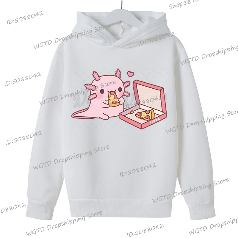 Axolotl Meditate Graphics Pullover Kids Long Sleeve Hoodies Boys Girls Cartoon Axolotl Tracksuit Casual Anime Axolotl Sweatshirt