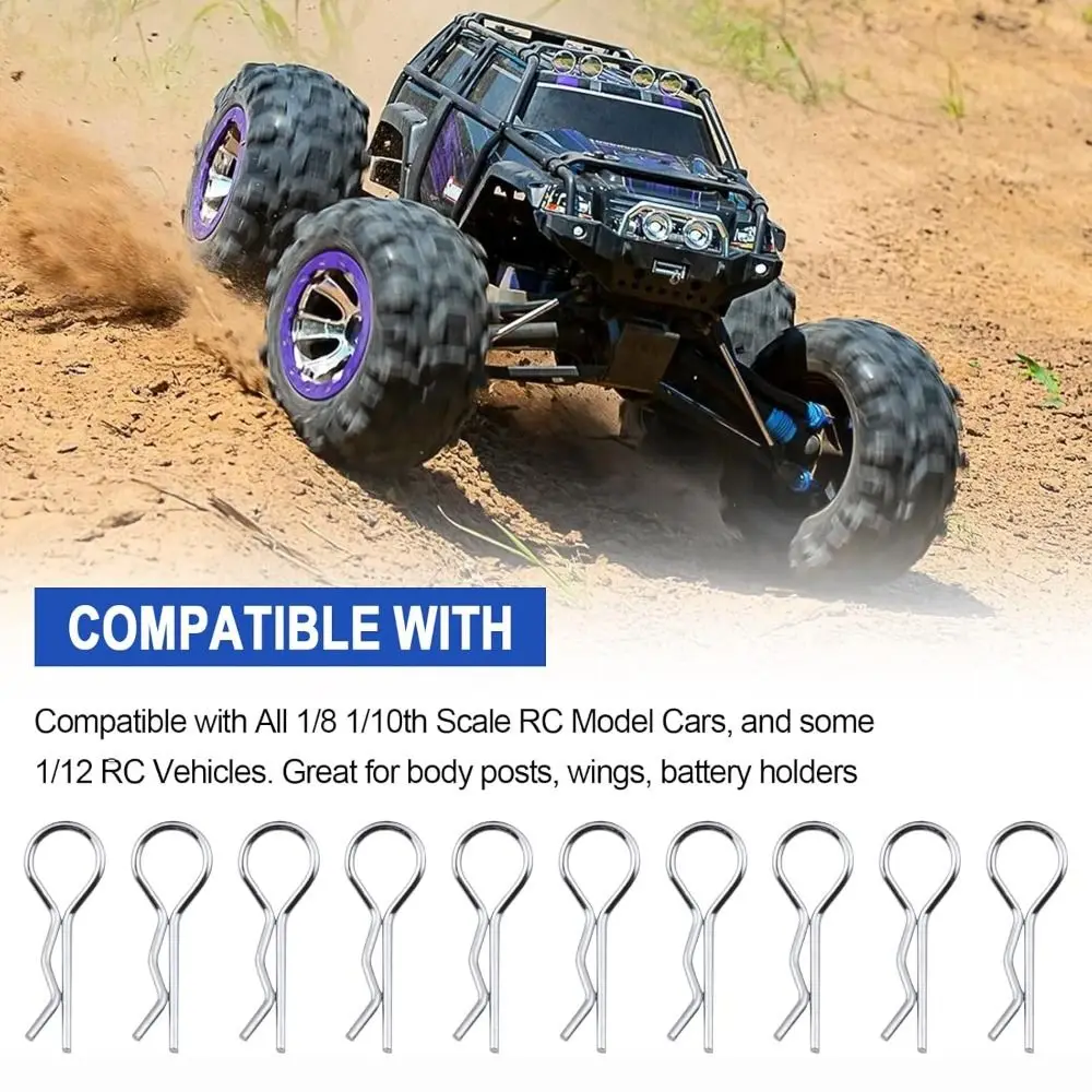 New 1/8 1/10 RC Body Clips R Type Wave Shape R-Clips Metal Buggy Shell Pins RC Cars Parts