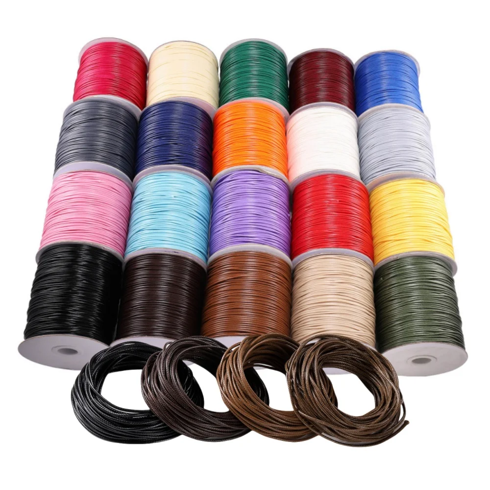 10M/Lot 0.5-2.5mm Leather Line Waxed Cord Cotton Thread String Strap Necklace Rope Bead Bracelet for DIY Jewelry Making Supplies