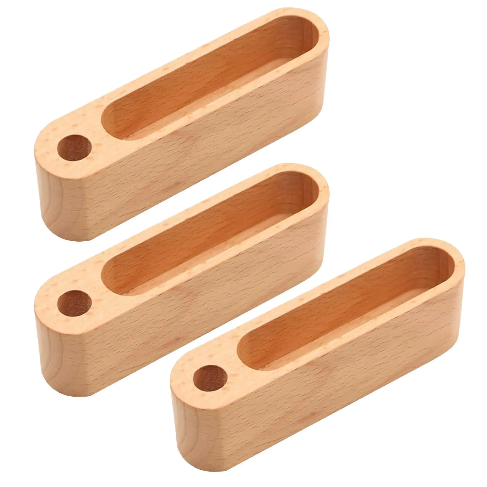 3Pcs Wooden Business Card Holder Vertical Desktop Organizer Box Pen Slot Office Desk Card Display Stand 5.11x1.57x1.18in